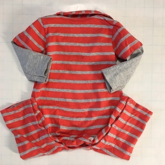 Carter's Baby Boy's Orange Gray Long Sleeves 100% cotton Romper Size 9M - Picture 7 of 9